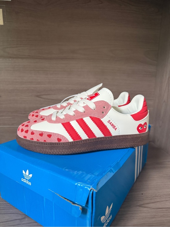 adidas Shoes - adidas Samba Cream and Red Heart Accent Sneakers
